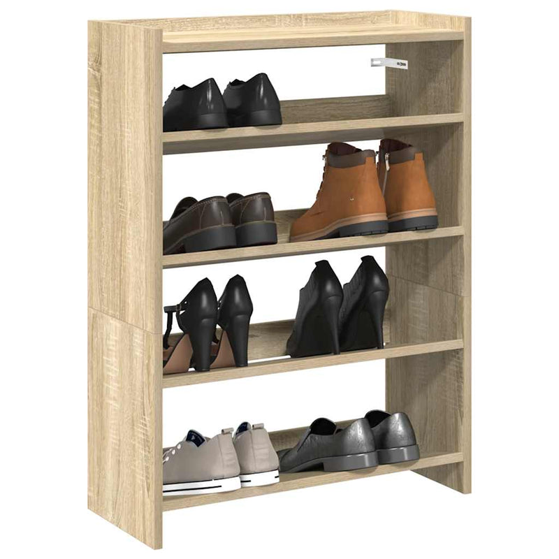 Afbeelding laden in galerijviewer, Vidaxl schoenenrek 60x25x81 cm bewerkt hout sonoma eikenkleurig
