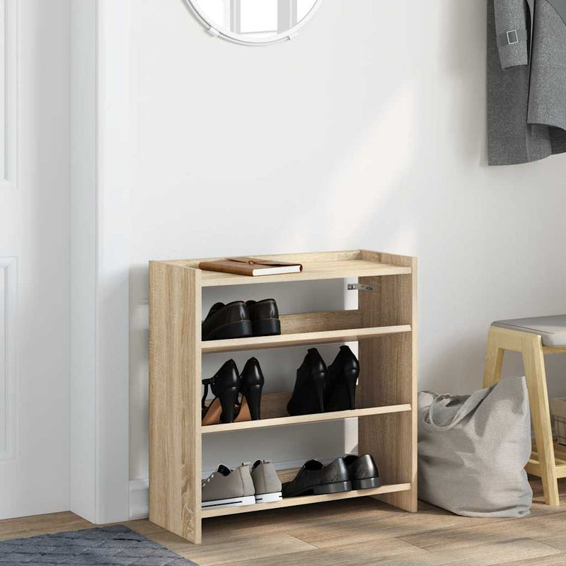 Afbeelding laden in galerijviewer, Vidaxl schoenenrek 60x25x62 cm bewerkt hout sonoma eikenkleurig

