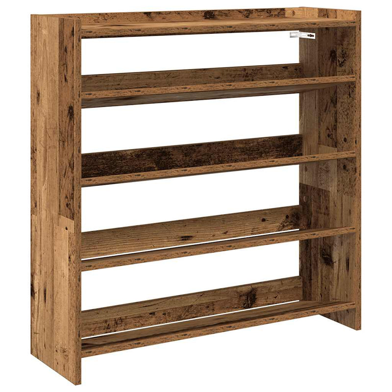 Afbeelding laden in galerijviewer, Vidaxl schoenenrek 80x25x81 cm bewerkt hout oud houtkleurig
