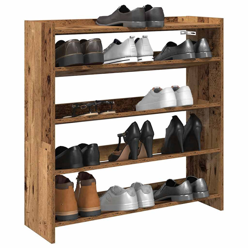 Afbeelding laden in galerijviewer, Vidaxl schoenenrek 80x25x81 cm bewerkt hout oud houtkleurig
