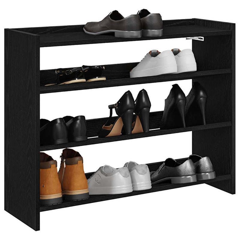 Afbeelding laden in galerijviewer, Vidaxl schoenenrek 80x25x62 cm bewerkt hout zwart
