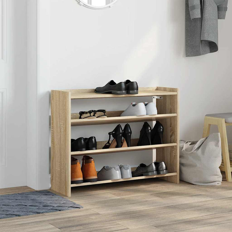 Afbeelding laden in galerijviewer, Vidaxl schoenenrek 80x25x62 cm bewerkt hout sonoma eikenkleurig
