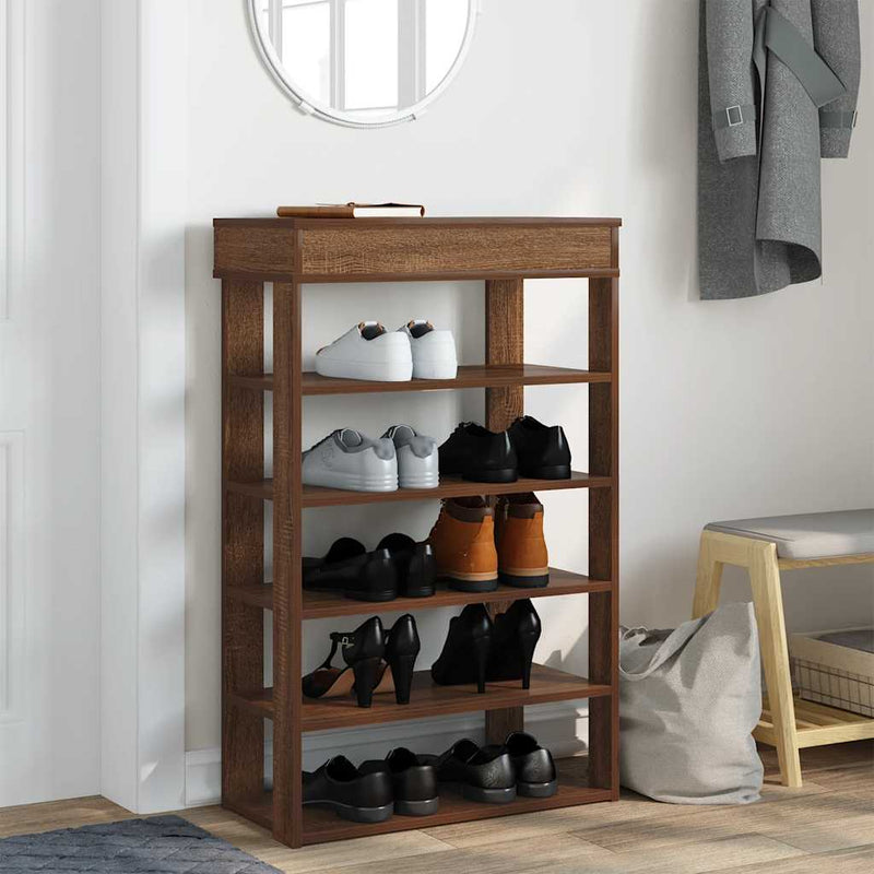 Afbeelding laden in galerijviewer, Vidaxl schoenenrek 60x30x98 cm bewerkt hout bruin eikenkleur
