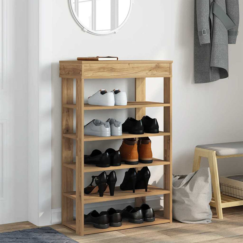 Afbeelding laden in galerijviewer, Vidaxl schoenenrek 60x30x98 cm bewerkt hout artisanaal eikenkleur
