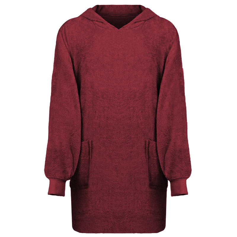 Afbeelding laden in galerijviewer, Vidaxl deken hoodie kinn rood l katoen
