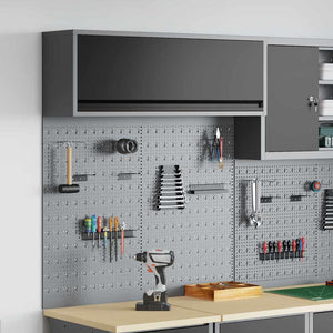 Vidaxl gereedschapskast set met plank 3 st zwart gepoedercoat staal