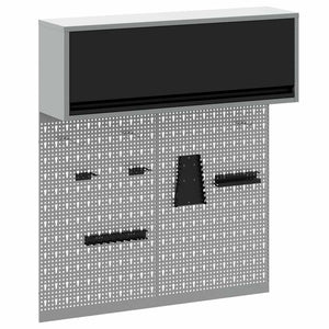 Vidaxl gereedschapskast set met plank 3 st zwart gepoedercoat staal