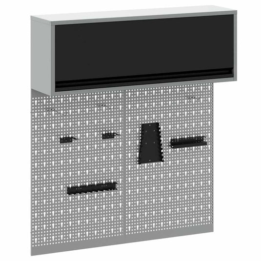 Vidaxl gereedschapskast set met plank 3 pcs zwart gepoedercoat staal