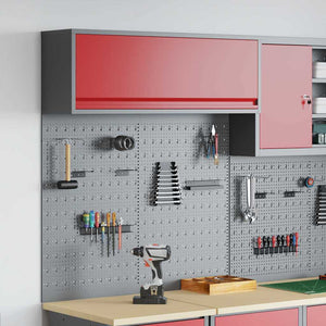 Vidaxl gereedschapskast set met plank 3 st rood gepoedercoat staal