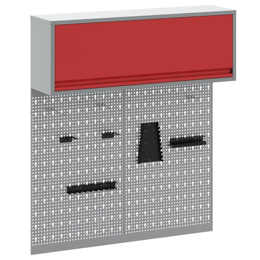 Vidaxl gereedschapskast set met plank 3 st rood gepoedercoat staal