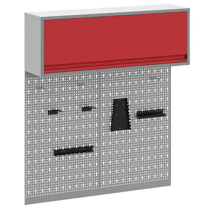 Afbeelding laden in galerijviewer, Vidaxl gereedschapskast set met plank 3 st rood gepoedercoat staal

