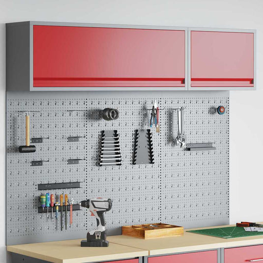 Vidaxl gereedschapskast set met plank 5 st rood gepoedercoat staal