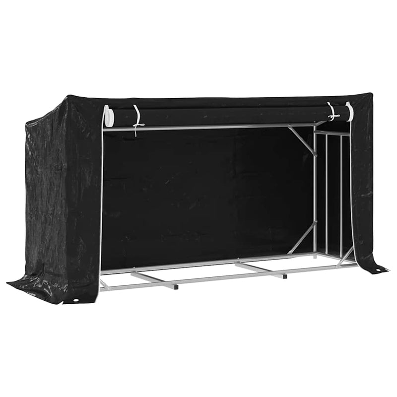 Afbeelding laden in galerijviewer, Vidaxl haardhoutrek met regenhoes 200,5x60,5x110,5 cm staal
