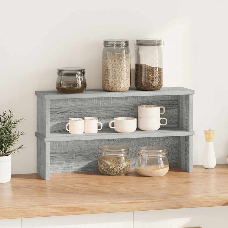 Afbeelding laden in galerijviewer, Vidaxl keukenrekken stapelbaar 2 st 50x15x16 cm grijs sonoma eiken
