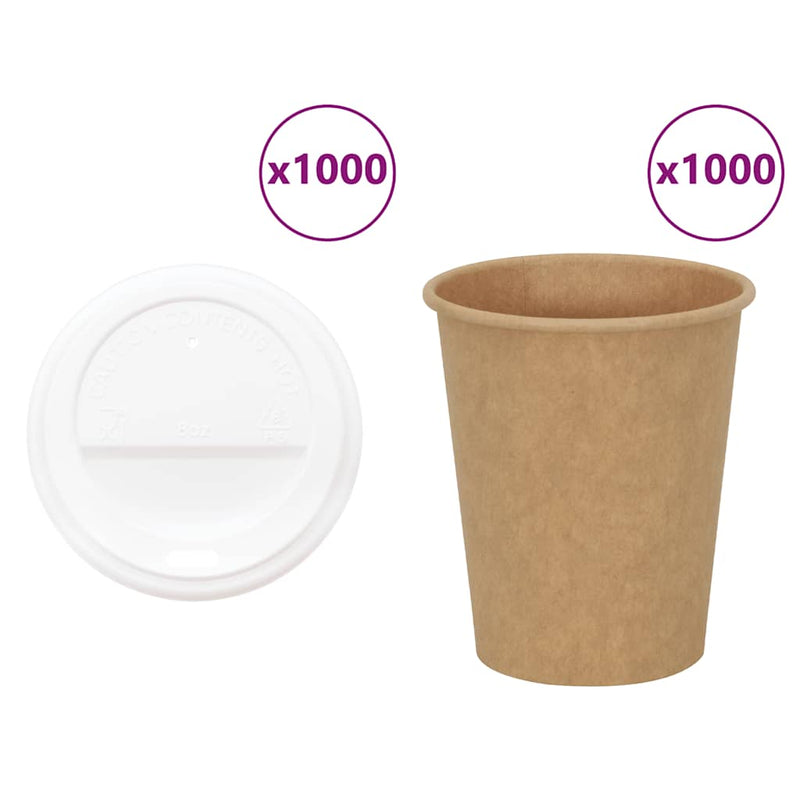 Afbeelding laden in galerijviewer, Vidaxl papieren koffiekopjes met deksel 1000 st 8oz 200 ml

