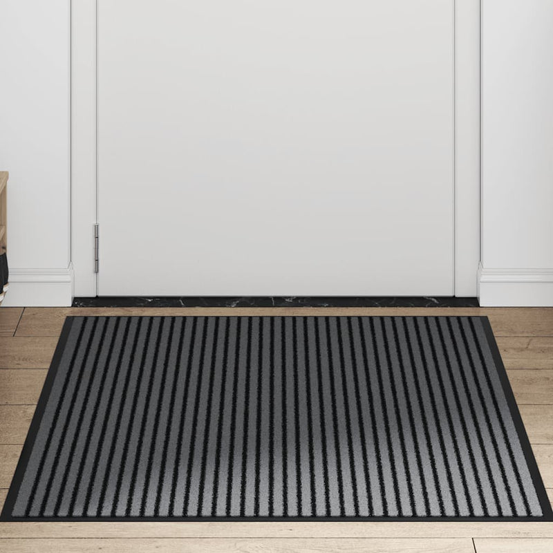 Afbeelding laden in galerijviewer, Vidaxl deurmat 90x120 cm gestreept zwart en grijs
