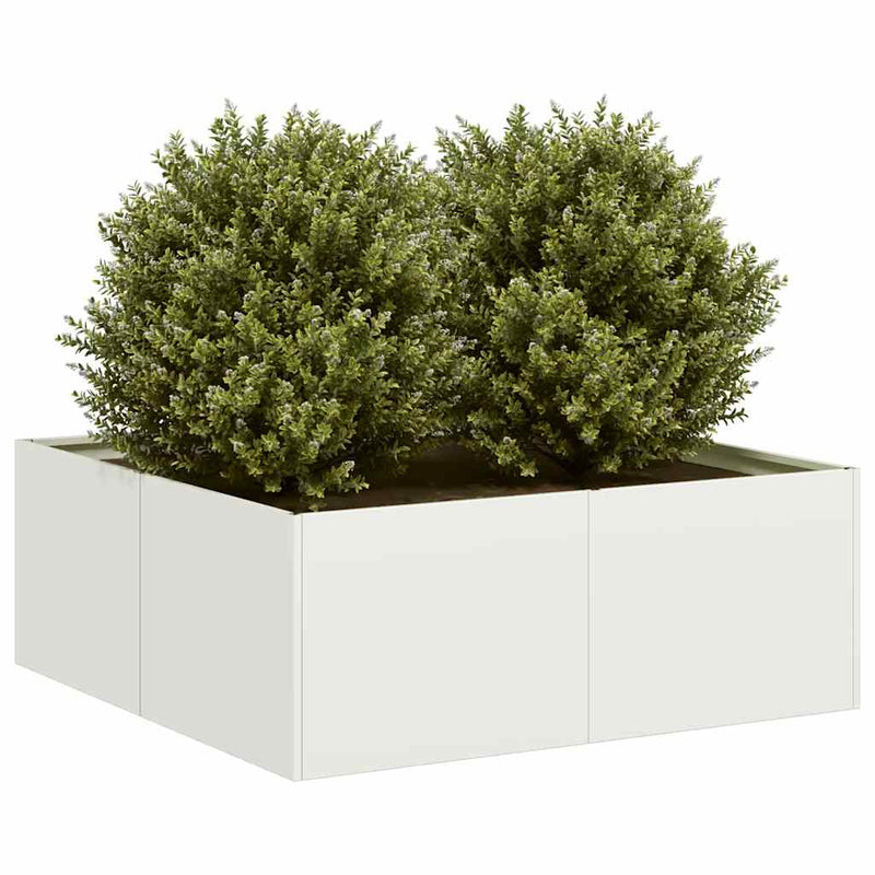 Afbeelding laden in galerijviewer, Vidaxl plantenbak 80x80x30 cm staal wit
