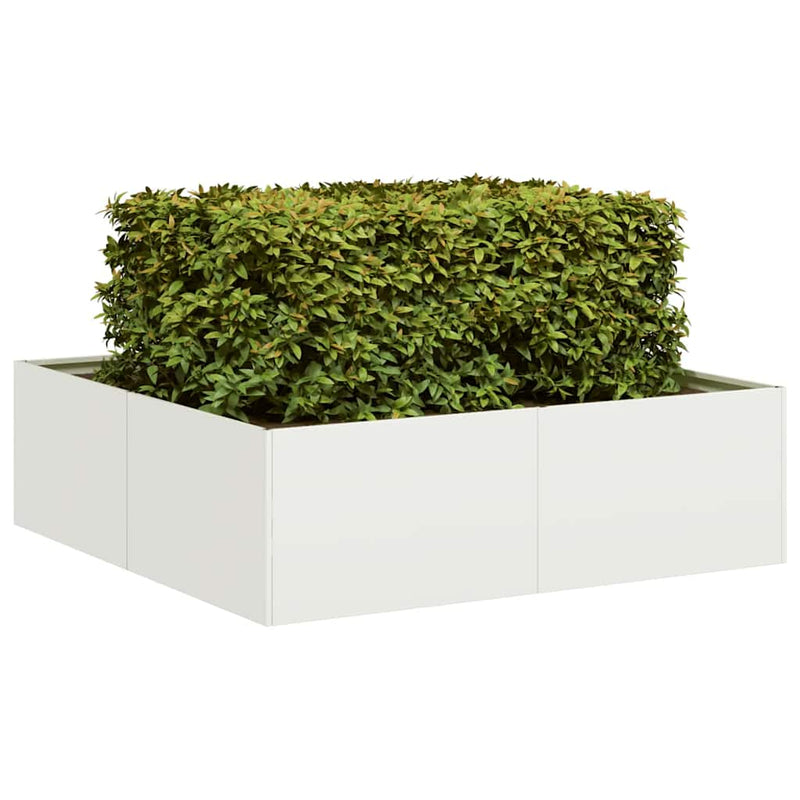 Afbeelding laden in galerijviewer, Vidaxl plantenbak 100x100x30 cm staal wit
