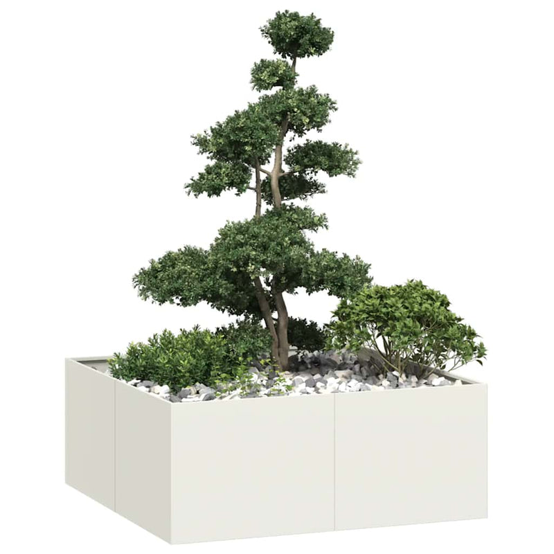 Afbeelding laden in galerijviewer, Vidaxl plantenbak 100x100x40 cm staal wit
