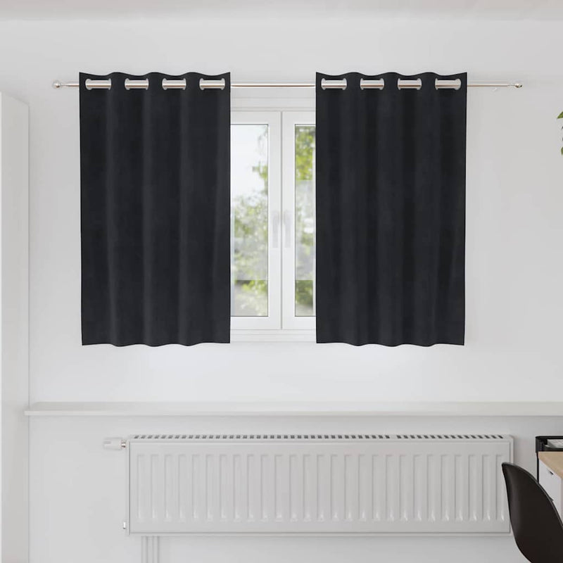 Afbeelding laden in galerijviewer, Vidaxl verduisterende gordijnen 2 pcs zwart 140 x 140 cm fluweel
