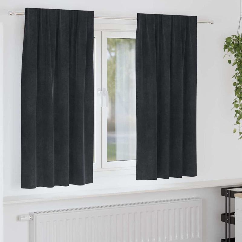 Afbeelding laden in galerijviewer, Vidaxl verduisterende gordijnen 2 pcs zwart 140 x 175 cm fluweel
