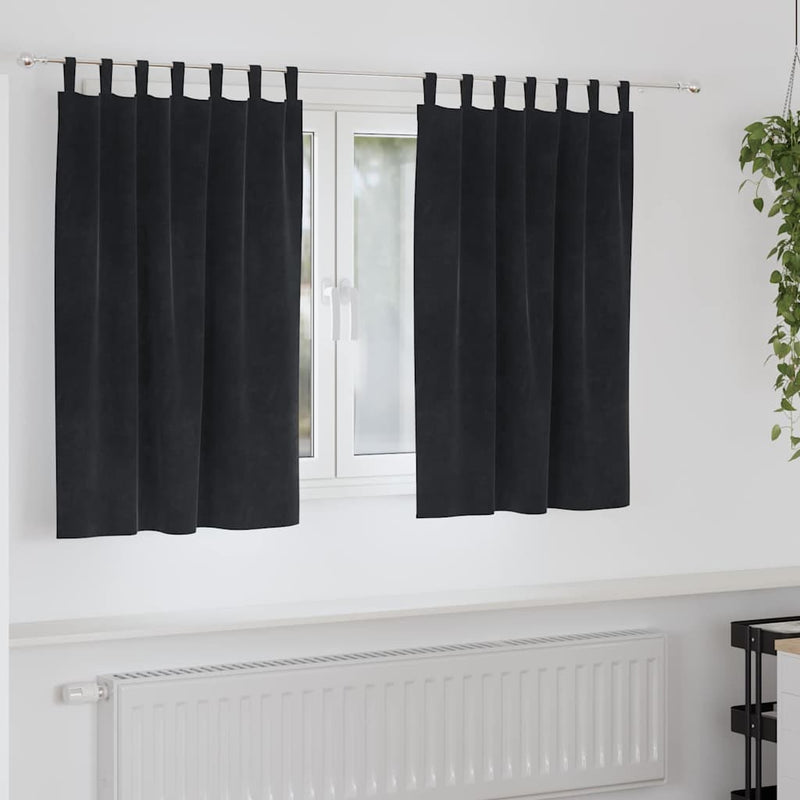 Afbeelding laden in galerijviewer, Vidaxl verduisterende gordijnen 2 pcs zwart 140 x 140 cm fluweel
