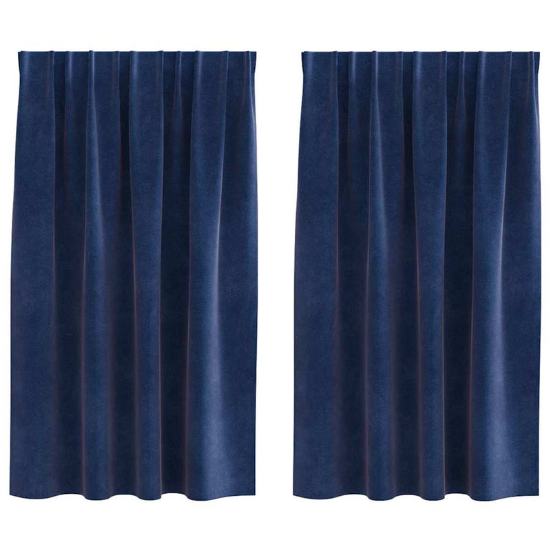 Afbeelding laden in galerijviewer, Vidaxl verduisterende gordijnen 2 pcs donkerblauw 140 x 140 cm fluweel
