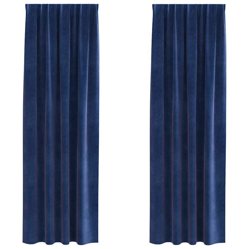 Afbeelding laden in galerijviewer, Vidaxl verduisterende gordijnen 2 pcs donkerblauw 140 x 245 cm fluweel
