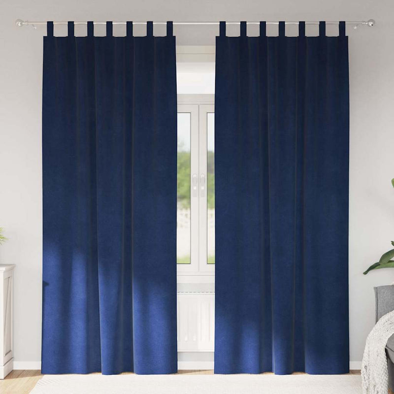 Afbeelding laden in galerijviewer, Vidaxl verduisterende gordijnen 2 pcs donkerblauw 140 x 260 cm fluweel
