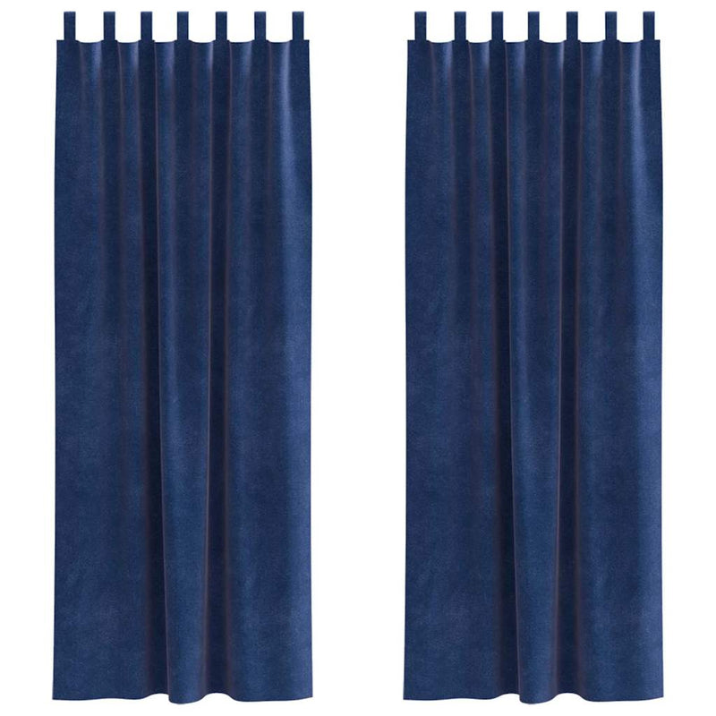 Afbeelding laden in galerijviewer, Vidaxl verduisterende gordijnen 2 pcs donkerblauw 140 x 260 cm fluweel
