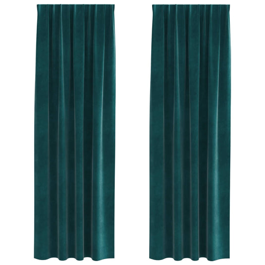Vidaxl verduisterende gordijnen 2 pcs donkergroen 140 x 260 cm fluweel