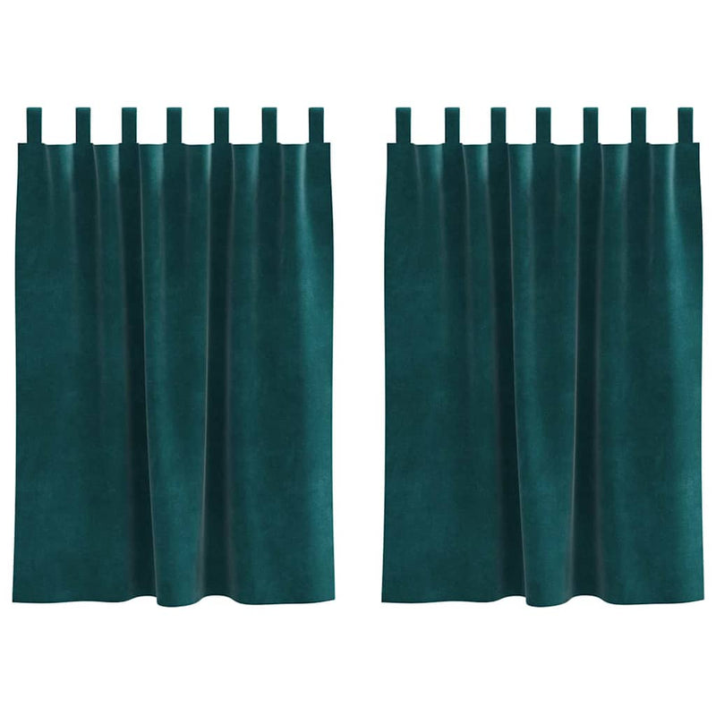 Afbeelding laden in galerijviewer, Vidaxl verduisterende gordijnen 2 pcs donkergroen 140 x 140 cm fluweel

