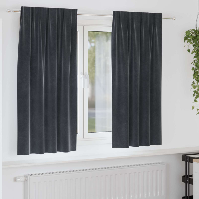 Afbeelding laden in galerijviewer, Vidaxl verduisterende gordijnen 2 pcs donkergrijs 140 x 175 cm fluweel
