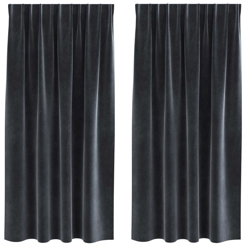 Afbeelding laden in galerijviewer, Vidaxl verduisterende gordijnen 2 pcs donkergrijs 140 x 175 cm fluweel
