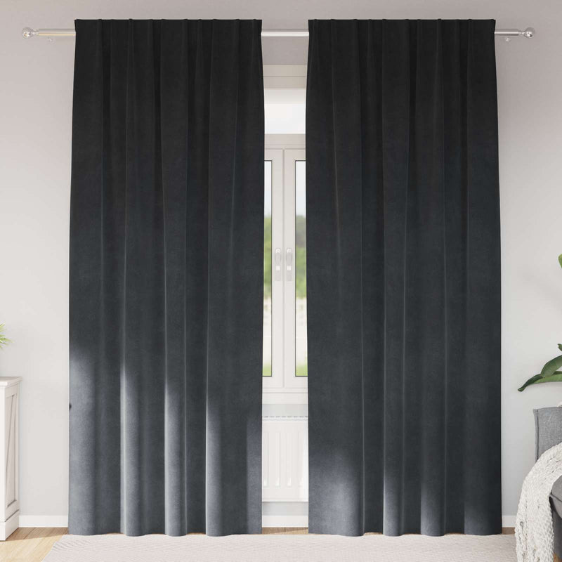 Afbeelding laden in galerijviewer, Vidaxl verduisterende gordijnen 2 pcs lichtgrijs 140 x 245 cm fluweel
