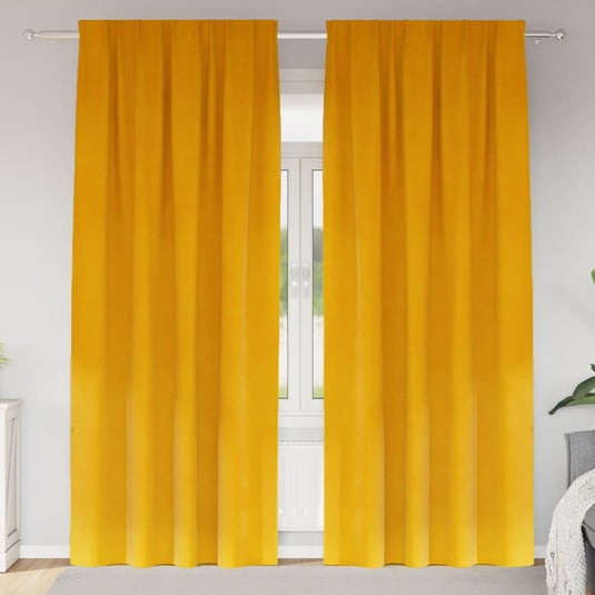 Vidaxl verduisterende gordijnen 2 pcs mosterdgeel 140 x 225 cm fluweel