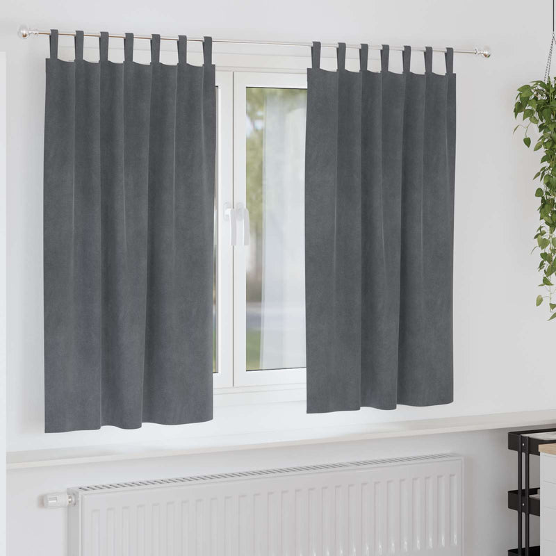 Afbeelding laden in galerijviewer, Vidaxl verduisterende gordijnen 2 pcs lichtgrijs 140 x 175 cm fluweel
