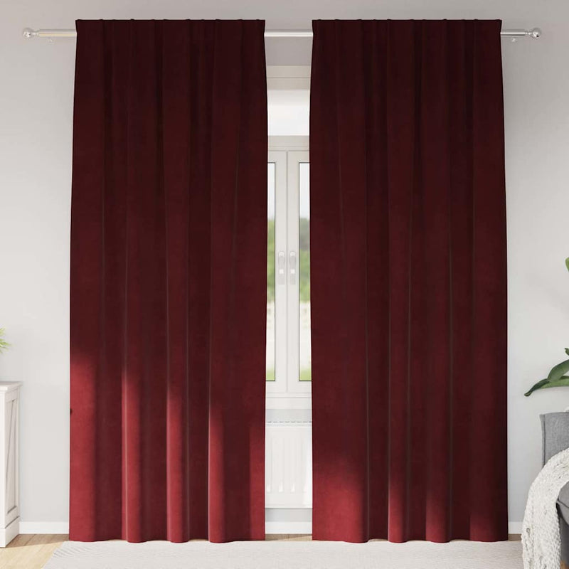 Afbeelding laden in galerijviewer, Vidaxl verduisterende gordijnen 2 pcs wijnrood 140 x 245 cm fluweel
