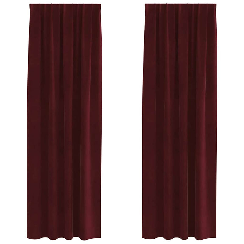 Afbeelding laden in galerijviewer, Vidaxl verduisterende gordijnen 2 pcs wijnrood 140 x 245 cm fluweel
