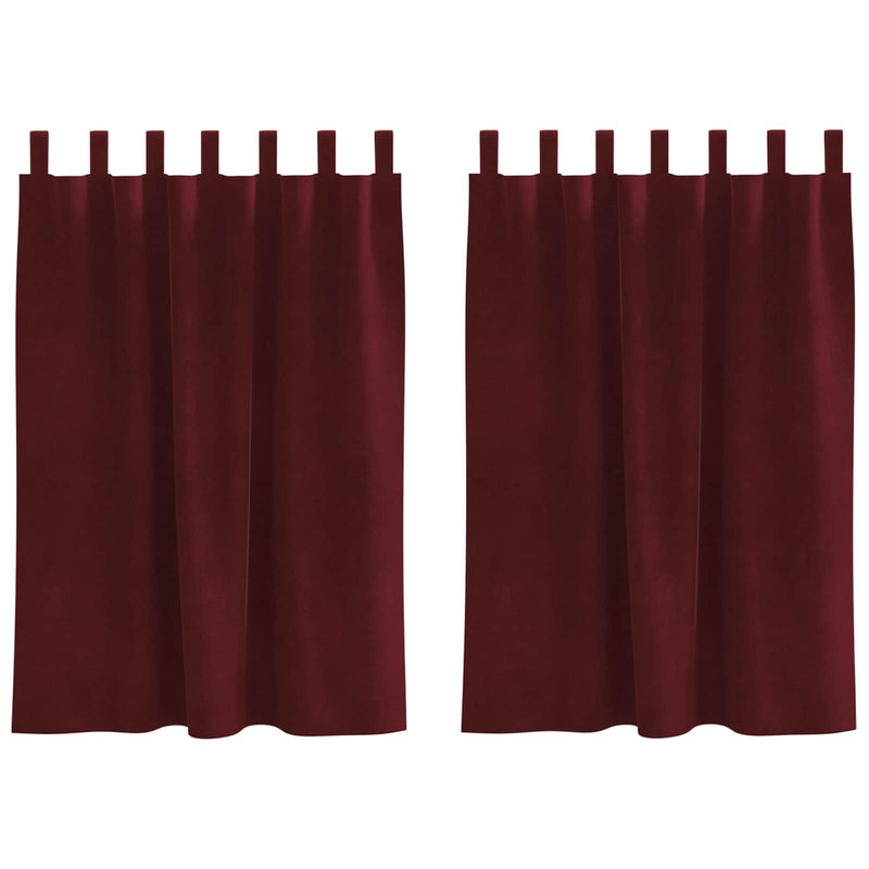 Afbeelding laden in galerijviewer, Vidaxl verduisterende gordijnen 2 pcs wijnrood 140 x 140 cm fluweel
