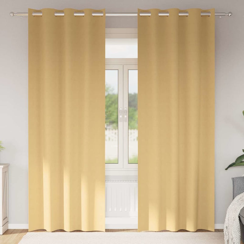 Afbeelding laden in galerijviewer, Vidaxl zwart-out gordijnen met ringen 2 pcs beige 225 x 140 cm
