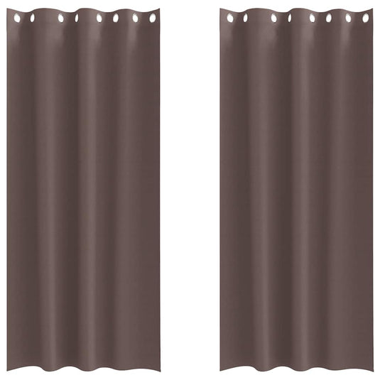 Vidaxl zwart-out gordijnen met ringen 2 pcs donkerbruin 225 x 140 cm