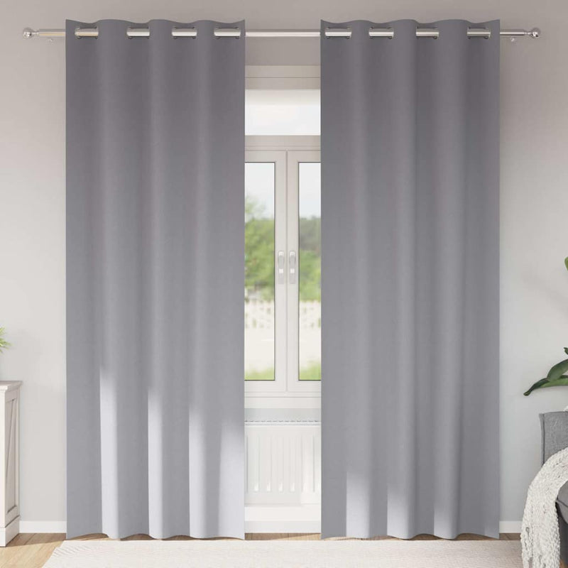 Afbeelding laden in galerijviewer, Vidaxl zwart-out gordijnen met ringen 2 pcs lichtgrijs 260 x 140 cm
