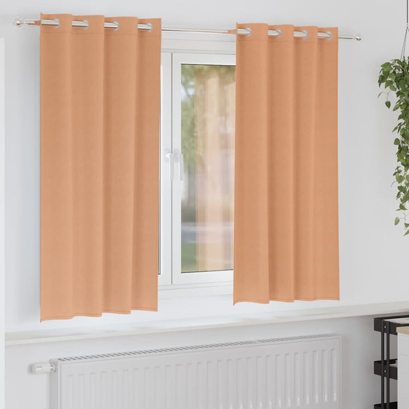Afbeelding laden in galerijviewer, Vidaxl zwart-out gordijnen met ringen 2 pcs licht bruin 175 x 140 cm
