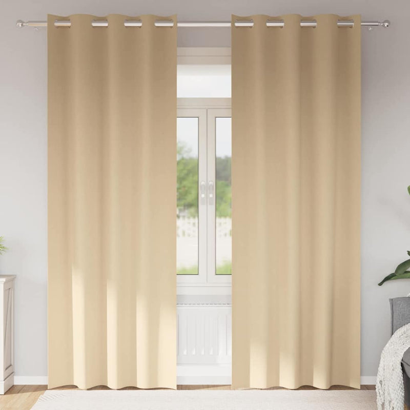 Afbeelding laden in galerijviewer, Vidaxl zwart-out gordijnen met ringen 2 pcs crème 225 x 140 cm

