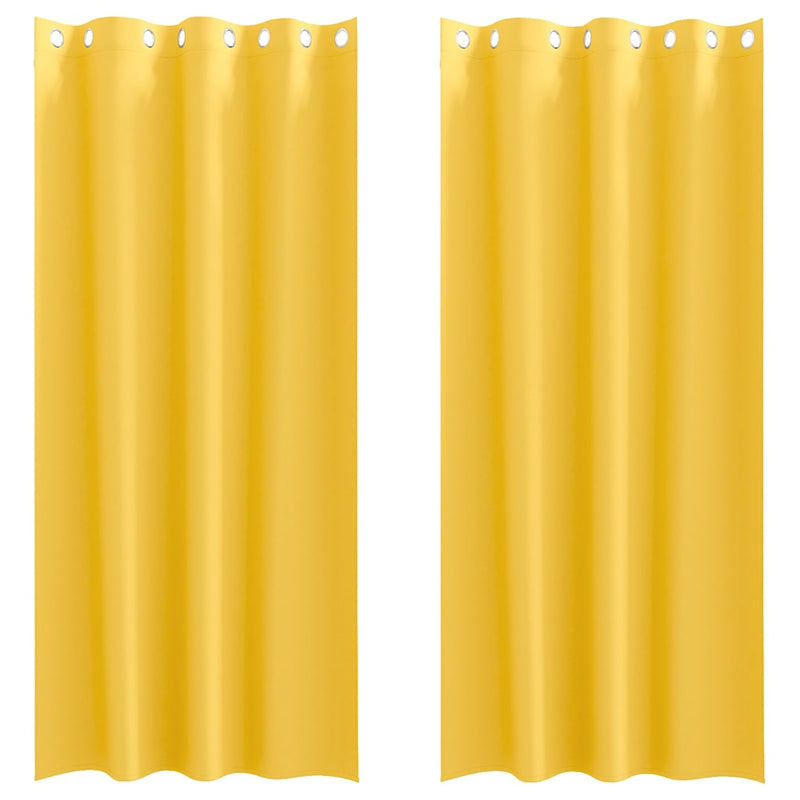 Afbeelding laden in galerijviewer, Vidaxl zwart-out gordijnen met ringen 2 pcs mosterdgeel 260 x 140 cm
