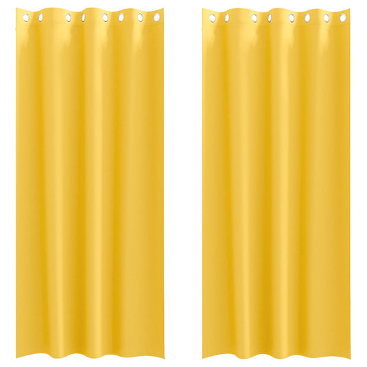 Vidaxl zwart-out gordijnen met ringen 2 pcs mosterdgeel 260 x 140 cm