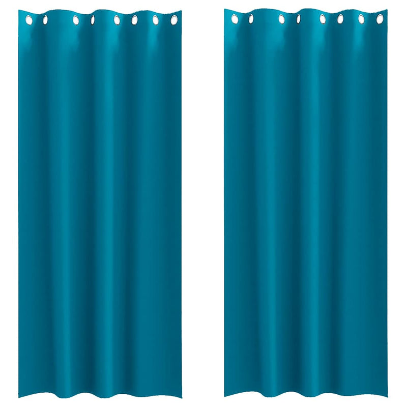 Afbeelding laden in galerijviewer, Vidaxl zwart-out gordijnen met ringen 2 pcs turquoise 245 x 140 cm
