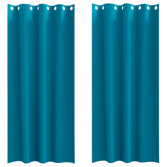 Vidaxl zwart-out gordijnen met ringen 2 pcs turquoise 245 x 140 cm