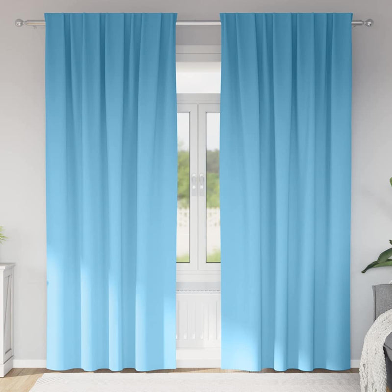Afbeelding laden in galerijviewer, Vidaxl zwart-out gordijnen met ringen 2 pcs lichtblauw 225 x 140 cm
